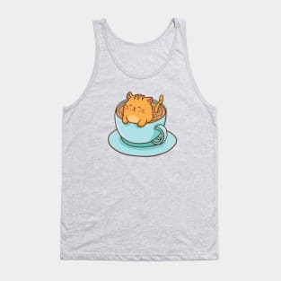 Cute Cat in cup of Cappuccino Tank Top